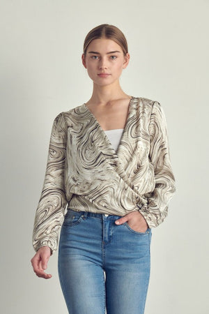 Draped front swirl print blouse Miley + Molly 