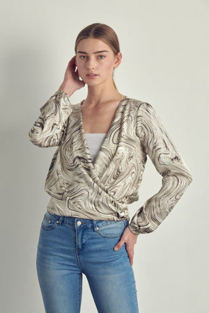 Draped front swirl print blouse Miley + Molly 
