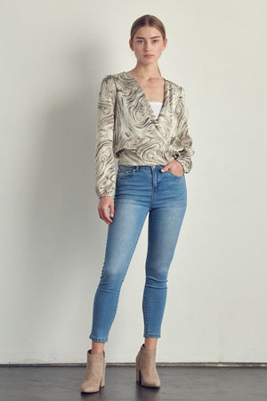 Draped front swirl print blouse Miley + Molly 