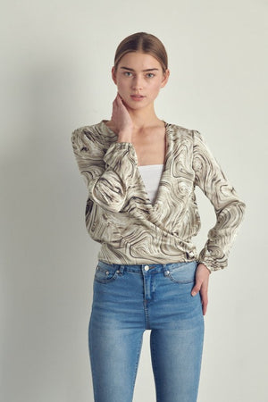 Draped front swirl print blouse Miley + Molly 