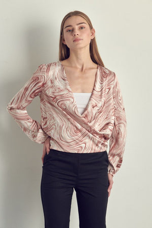 Draped front swirl print blouse Miley + Molly 