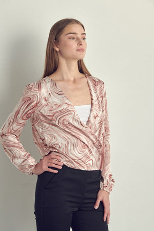 Draped front swirl print blouse Miley + Molly 