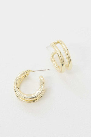 Duple Hoop Earrings Lovoda Gold OS 