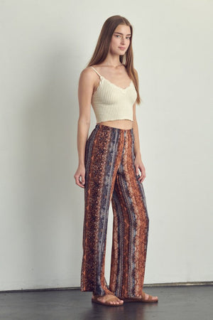 Elastic waisted palazzo pants in ethnic print Miley + Molly 