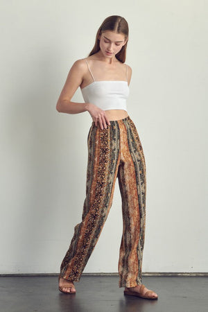 Elastic waisted palazzo pants in ethnic print Miley + Molly 