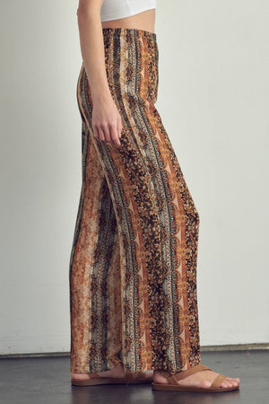 Elastic waisted palazzo pants in ethnic print Miley + Molly 