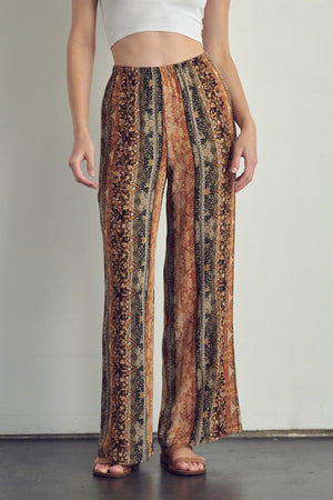 Elastic waisted palazzo pants in ethnic print Miley + Molly 