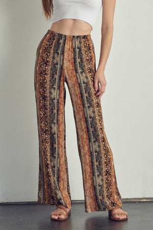 Elastic waisted palazzo pants in ethnic print Miley + Molly 