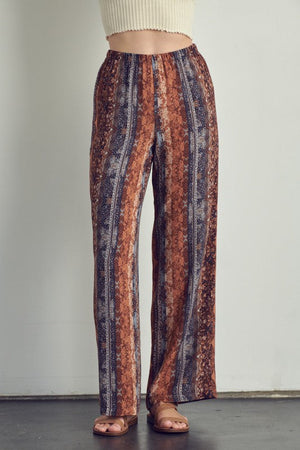Elastic waisted palazzo pants in ethnic print Miley + Molly 