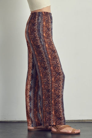 Elastic waisted palazzo pants in ethnic print Miley + Molly 