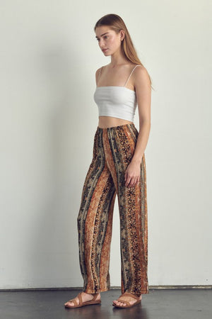 Elastic waisted palazzo pants in ethnic print Miley + Molly 