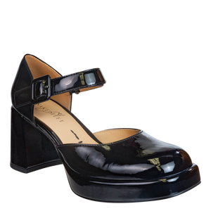 NAKED FEET - ESTONIA in BLACK PATENT Heeled Clogs