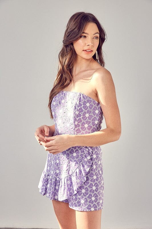EYELET RUFFLE ROMPER Do + Be Collection LAVENDER S 