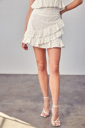 EYELET RUFFLE SKIRT Do + Be Collection WHITE S 