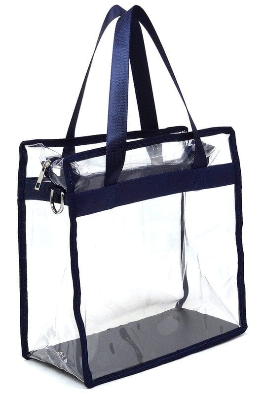 Fashion See Thru Transparent Tote Satchel Fashion World NAVY one 