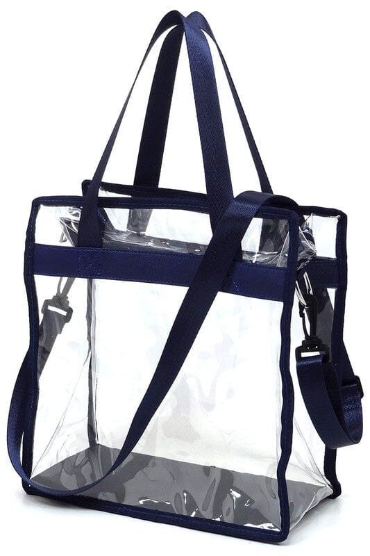 Fashion See Thru Transparent Tote Satchel Fashion World NAVY one 
