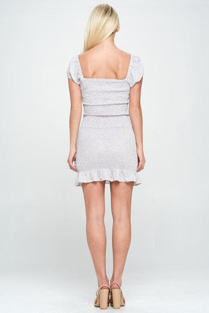 Fitted fashion dress with bow front puff sleeve Miley + Molly 