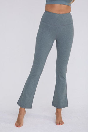 Flare Swoop Back High-Waisted Leggings Mono B BLUE GREEN S 