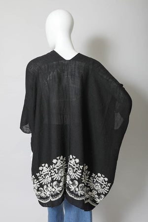 Floral Embroidered Stitch Kimono Leto Accessories 