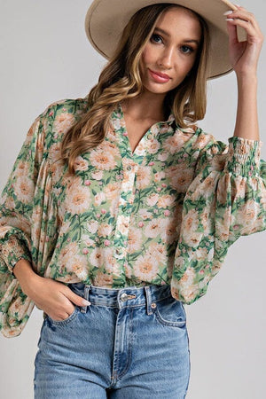 FLORAL PRINT BLOUSE TOP eesome 