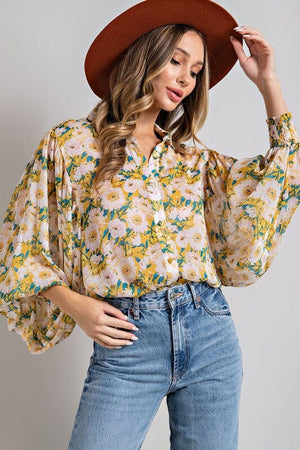 FLORAL PRINT BLOUSE TOP eesome 