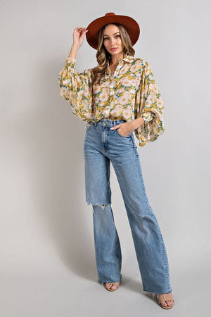 FLORAL PRINT BLOUSE TOP eesome 