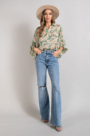 FLORAL PRINT BLOUSE TOP eesome 