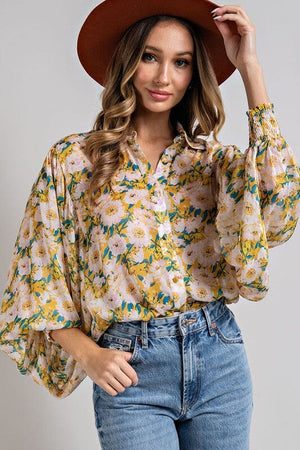 FLORAL PRINT BLOUSE TOP eesome 