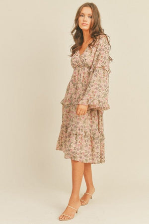 Floral Print Midi Dress Lush Clothing 