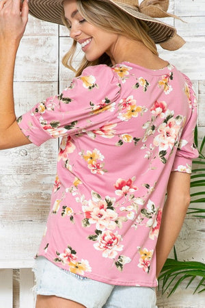 Floral Short Sleeve Top Acting Pro 
