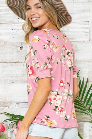 Floral Short Sleeve Top Acting Pro 