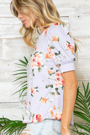 Floral Short Sleeve Top Acting Pro 