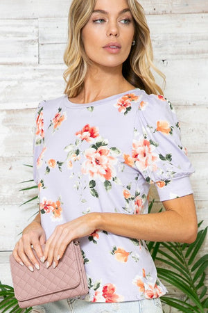 Floral Short Sleeve Top Acting Pro Lilac L 