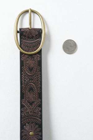 Floral Stitch Oval Buckle Belt Leto Accessories 