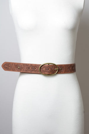 Floral Stitch Oval Buckle Belt Leto Accessories 