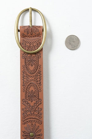 Floral Stitch Oval Buckle Belt Leto Accessories 