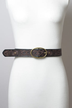 Floral Stitch Oval Buckle Belt Leto Accessories 