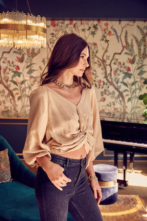 FRONT TWIST DETAIL TOP Do + Be Collection BEIGE S 