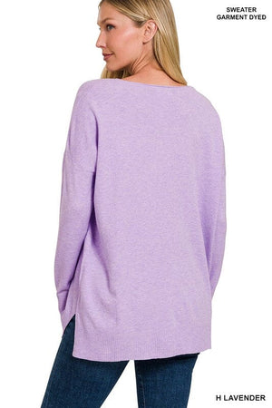 GARMENT DYED FRONT SEAM SWEATER ZENANA 