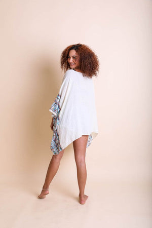 Geometric Embroidered Sleeve Kimono - Multiple Colors Leto Accessories 