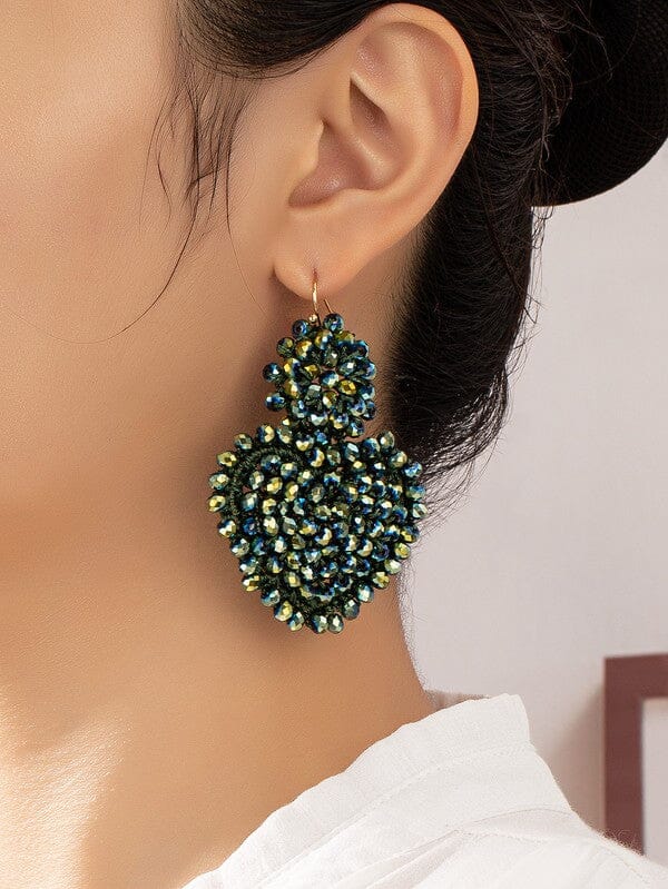glass beaded heart drop earrings LA3accessories 