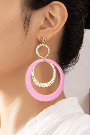 Hammered metal and acrylic hoop drop earrings LA3accessories 