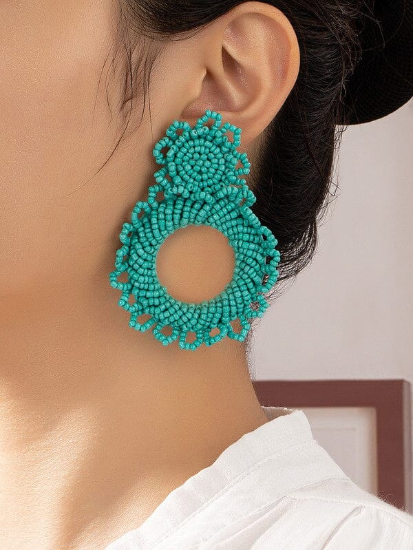 Handmade statement seed bead earrings LA3accessories TURQUOISE one size 