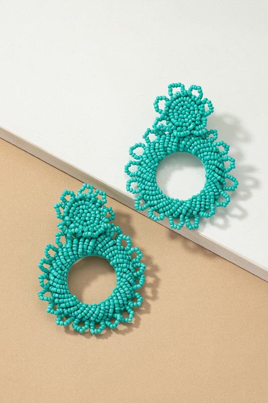 Handmade statement seed bead earrings LA3accessories TURQUOISE one size 