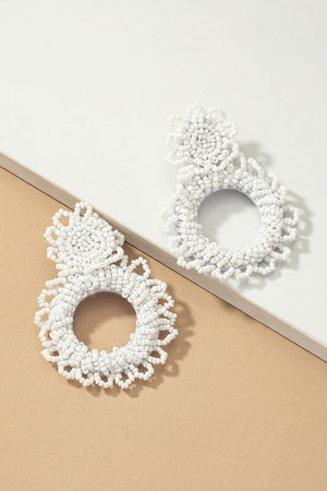 Handmade statement seed bead earrings LA3accessories White one size 