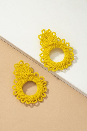 Handmade statement seed bead earrings LA3accessories Yellow one size 