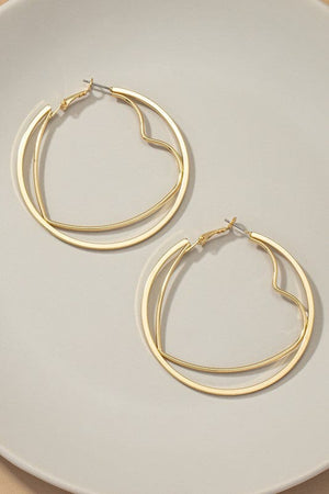 Heart hoop inside a circle hoop earrings LA3accessories Gold one size 