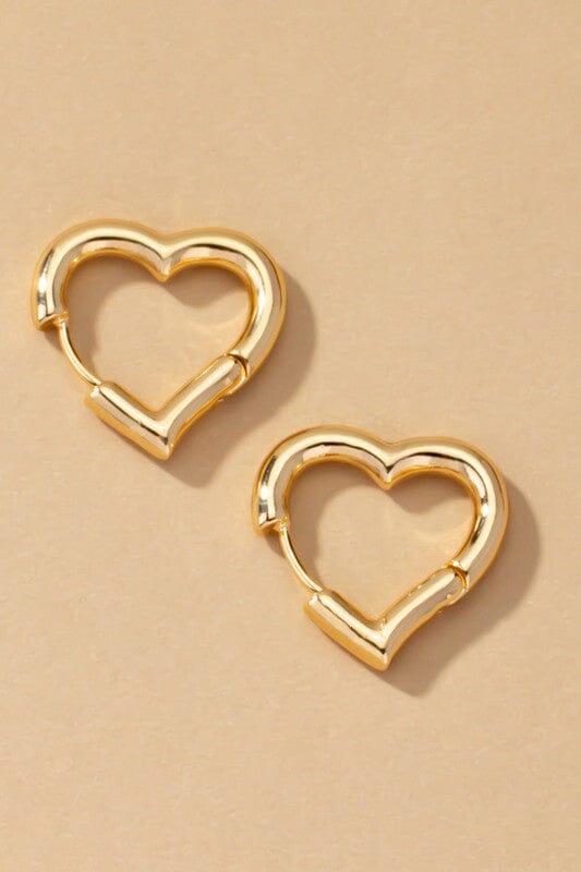 Heart shape hinged huggie hoop earrings LA3accessories Gold one size 