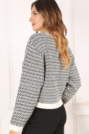 Herringbone pattern crew neck sweater Lilou 