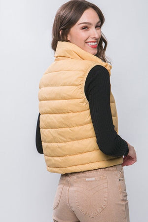 High Neck Zip Up Puffer Vest with Storage Pouch Love Tree 